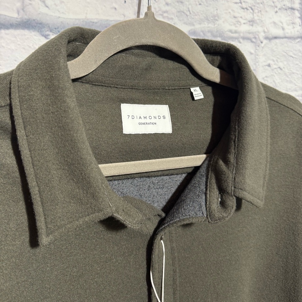 7 Diamonds Generation Soft Flannel Olive Green Stretch Button Down Shirt, XL